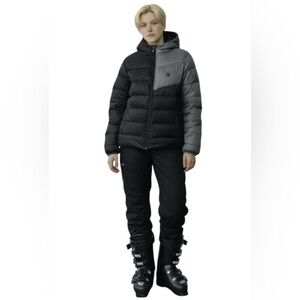 Spyder Ace Short Boys Black Hooded Puffer Jacket, Large